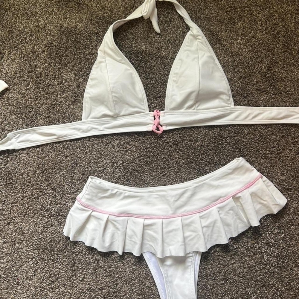 White Halter Bikini Set